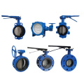 DIN Standard U Section Rubber Coate U Type Double Flanged Butterfly Valve with Gear Box